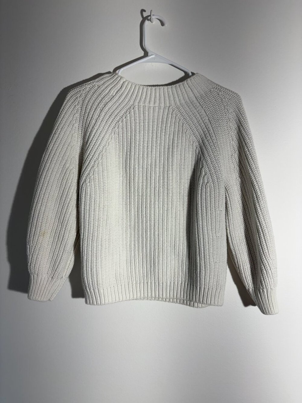 GAP Cream Shaker Stitch Ribbed Cotton Raglan Knit Sweater- Size S